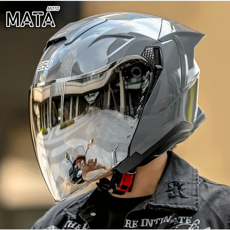 Full Face Motorcycle Helmet With Bluetooth - 新着 3/4 オープンフェイスオートバイヘルメット ダブルバイザー付き ヴィンテージバイクヘルメット 男性と女性用