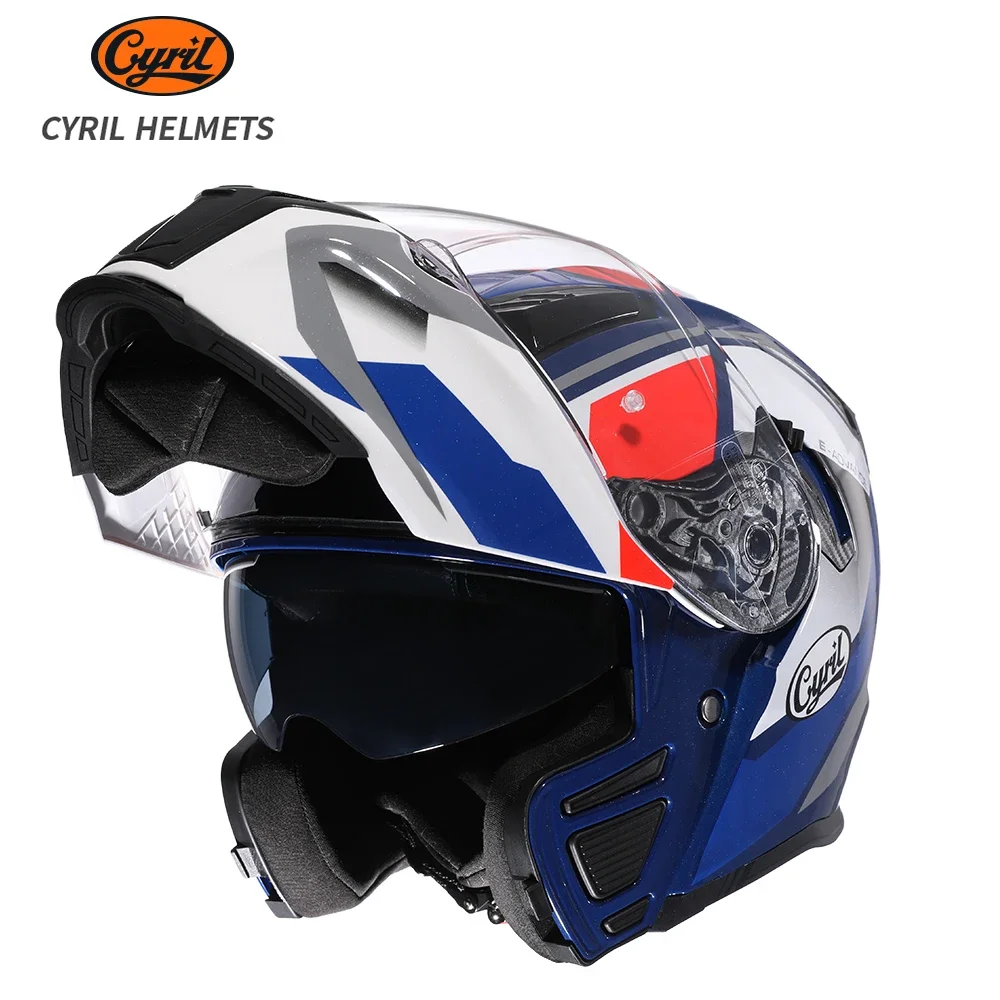 Full Face Motorcycle Helmet With Bluetooth - Cyril フルフェイスレーシングヘルメット ダブルバイザー オートバイヘルメット Casco Abatible