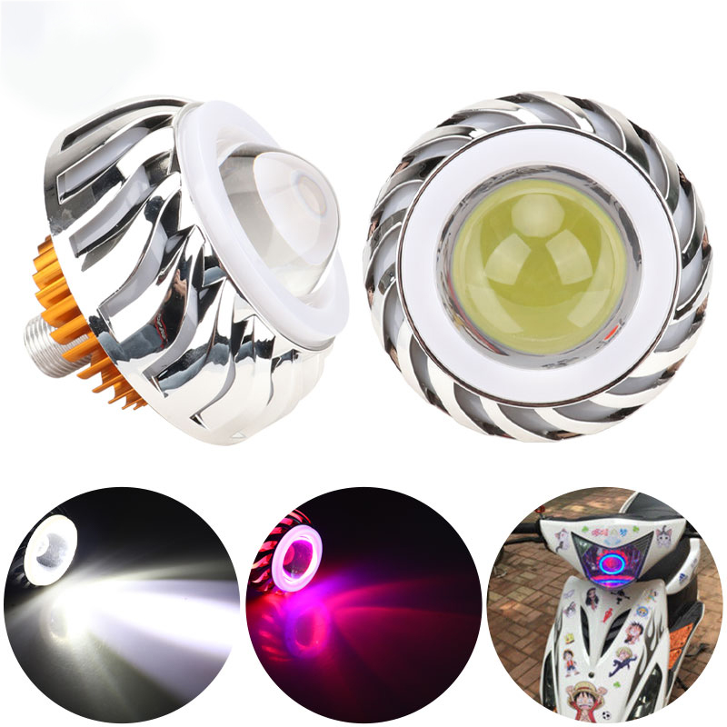 1個入り バイク用ヘッドライト デュアルハロー LED エン - Universal Motorcycle Led Headlight Projector のレビューと価格