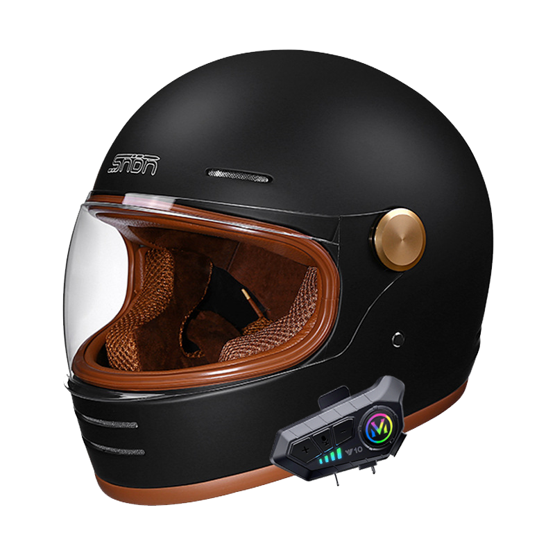 Bluetooth 付きフルフェイス レトロ ヘルメット - - Full Face Motorcycle Helmet With Bluetooth のレビューと価格
