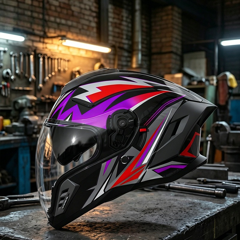 オートバイヘルメット四季対応大型テールロコモーティブダブルミ - Full Face Motorcycle Helmet With Bluetooth のレビューと価格
